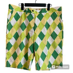 Loudmouth Mens Flat Front Plaid Golf Shorts Sz 40 Argyle Preppy Cotton Colorful
